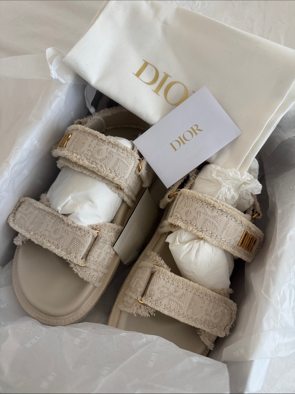Dior Beige Textured Sandals - Picture 11 of 15